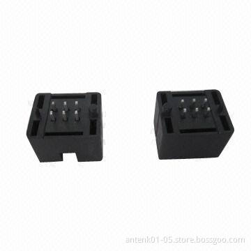 2.54 Pitch Box Headers, 2 x 3-pin with Different Contact Lengths, Straight Type, Cross for TYCO's
